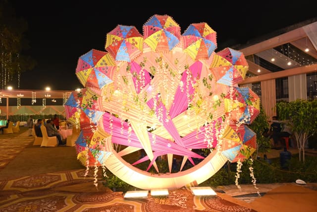 Colourful decorative installation styled for a celebration